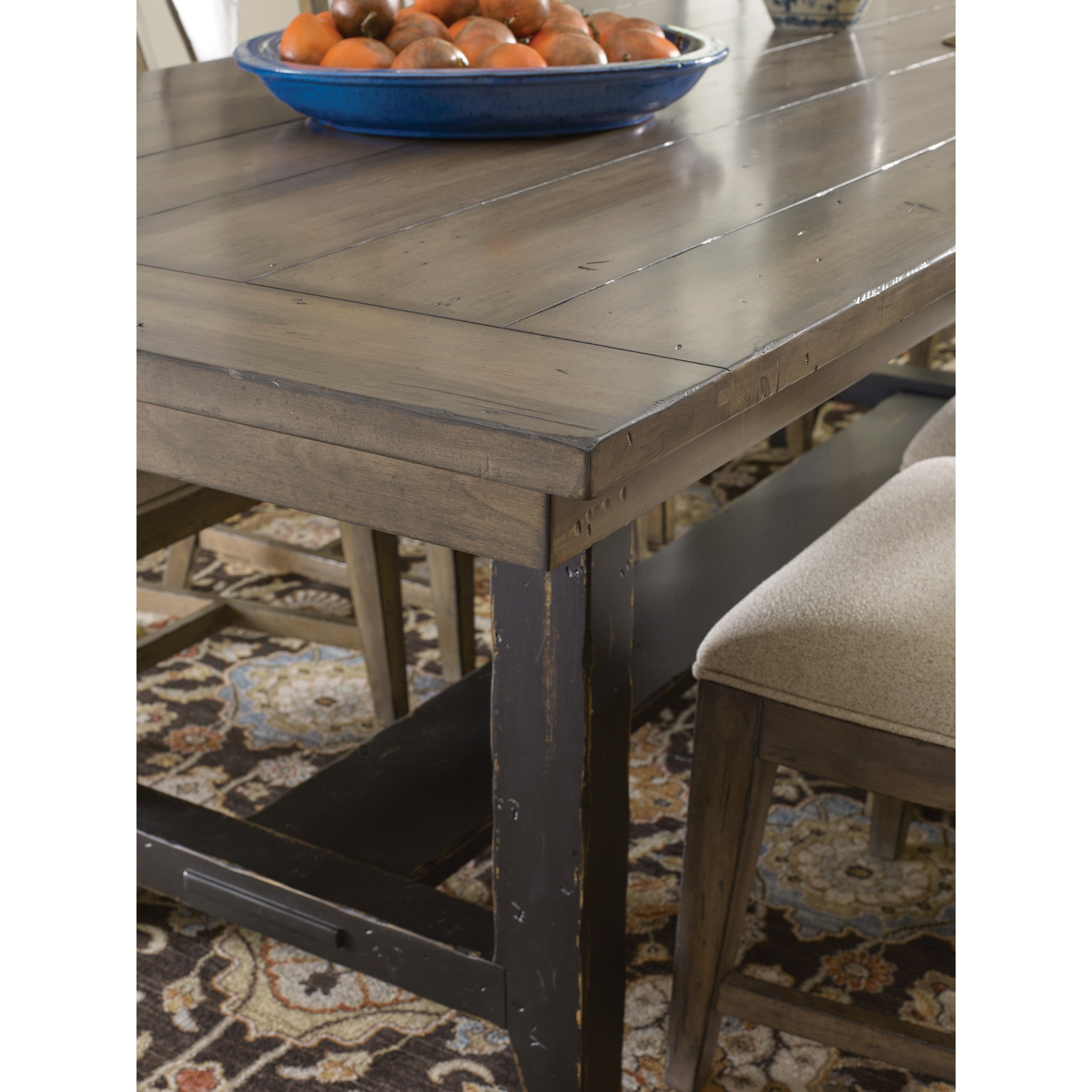 Kincaid Furniture Mill House Sigmon Solid Wood Trestle Table with Two